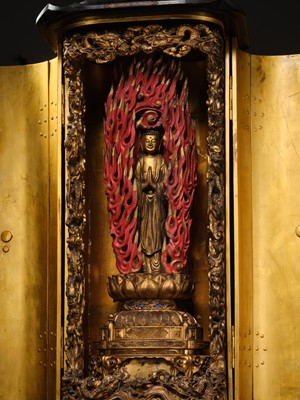 AN IMPRESSIVE LARGE GILT-LACQUERED ZUSHI (PORTABLE BUDDHIST SHRINE) OF AMIDA, EDO PERIOD