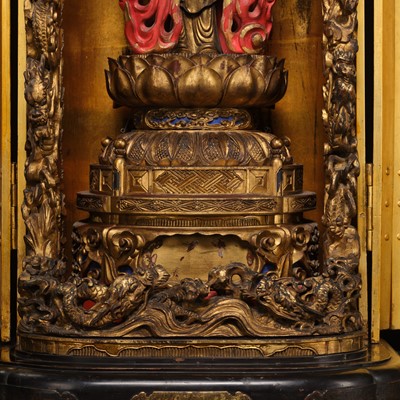 AN IMPRESSIVE LARGE GILT-LACQUERED ZUSHI (PORTABLE BUDDHIST SHRINE) OF AMIDA, EDO PERIOD