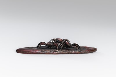 Lot 1544 - A SIGNED BRONZE OKIMONO OF CRABS
