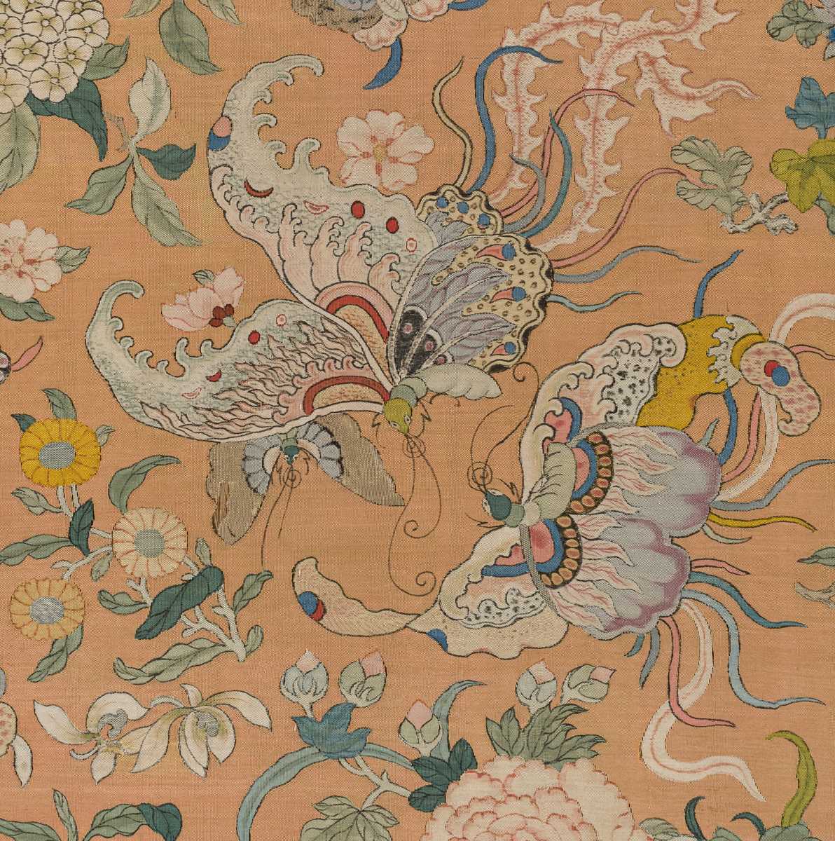 Lot 313 - A LARGE KESI ‘100 BUTTERFLIES’ SILK PANEL, QING DYNASTY