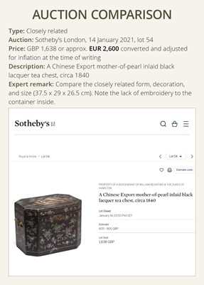 Lot 389 - A MOTHER-OF-PEARL INLAID OCTAGONAL TEA CHEST WITH MATCHING TEA CADDY