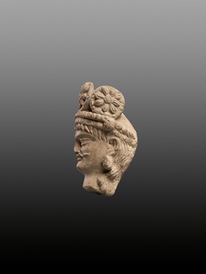 Lot 683 - A TERRACOTTA HEAD OF A BODHISATTVA, 3RD-5TH CENTURY