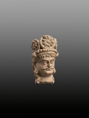 Lot 683 - A TERRACOTTA HEAD OF A BODHISATTVA, 3RD-5TH CENTURY