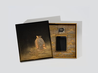 Lot 233 - SUIGETSU: A FINE ‘ANCIENT SPRING OF THE NEW YEAR’ LACQUER SUZURIBAKO (WRITING BOX)
