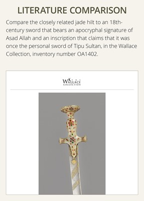 Lot 217 - A MUGHAL GEM-SET JADE TALWAR HILT, NORTH INDIA, 18TH CENTURY
