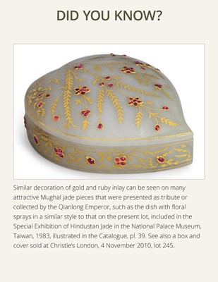 Lot 217 - A MUGHAL GEM-SET JADE TALWAR HILT, NORTH INDIA, 18TH CENTURY