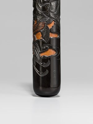 HOGYOKU: A FINE TSUIKOKU LACQUER KISERUZUTSU (PIPE CASE) WITH CRANES