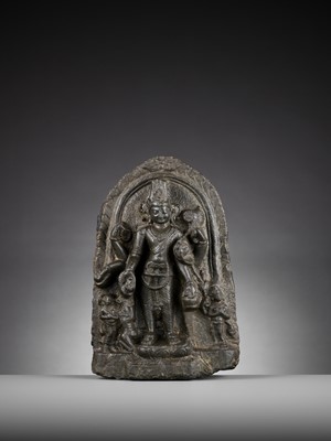 Lot 754 - A BLACK STONE STELE OF AVALOKITESHVARA PADMAPANI, PALA PERIOD