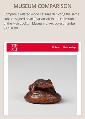 Lot 188 - ICHIMIN: A FINE NAGOYA SCHOOL WOOD NETSUKE OF A TOAD ON A KASA HAT