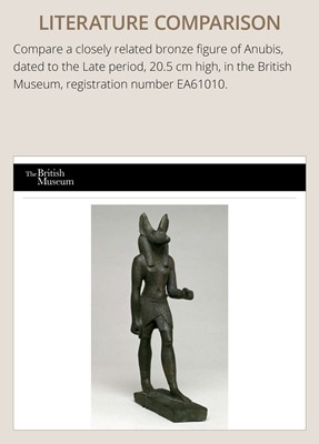 Lot 4 - A FINE AND RARE GILT-BRONZE FIGURE OF ANUBIS, LATE PERIOD