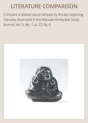 Lot 169 - AN AMUSING LACQUERED WOOD NETSUKE OF DARUMA BALANCING A DARUMA DOLL, ATTRIBUTED TO ANRAKU
