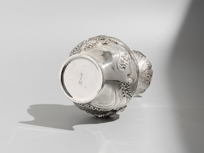 Lot 28 - MITSUHISA: A SILVER ‘DRAGON’ VASE