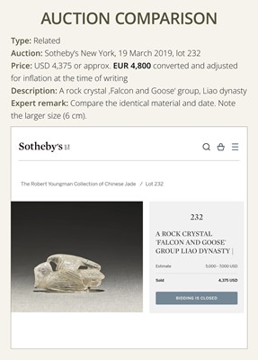 Lot 27 - A FINE ROCK CRYSTAL MOUSE PENDANT, LIAO DYNASTY