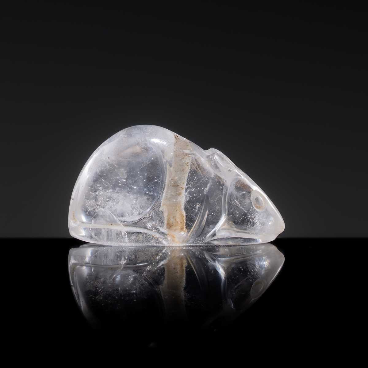 Lot 27 - A FINE ROCK CRYSTAL MOUSE PENDANT, LIAO DYNASTY