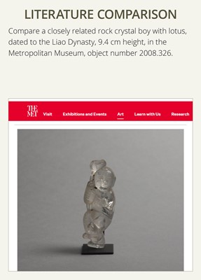 Lot 25 - A CHARMING ROCK CRYSTAL ‘BOY WITH LOTUS’ PENDANT, LIAO DYNASTY