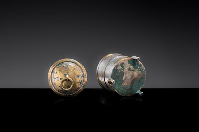 Lot 3 - A GILDED AND SILVERED BRONZE BOX AND COVER, LIAN, HAN DYNASTY