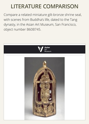 Lot 9 - A RARE GILT-BRONZE ‘PAGODA’ SEAL, THREE KINGDOMS PERIOD - TANG DYNASTY