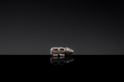 Lot 17 - A BRONZE MINIATURE FIGURE OF A WILD BEAST, SONG TO MING DYNASTY