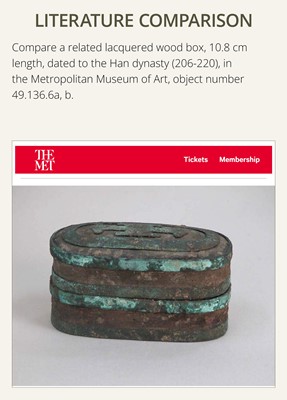Lot 4 - A SMALL AND FINE LACQUER BOX, HAN DYNASTY