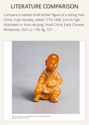 Lot 28 - A SMALL AND RARE AMBER PENDANT IN THE FORM OF A RECLINING TIGER, LIAO DYNASTY