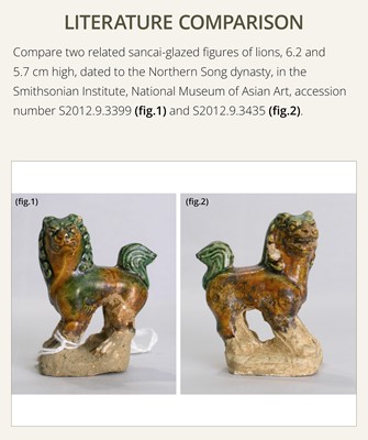 Lot 44 - A SANCAI-GLAZED POTTERY FIGURE OF A LION, TANG DYNASTY