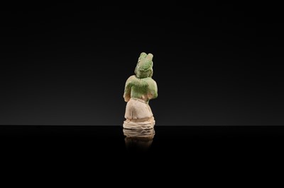 A GREEN-GLAZED POTTERY FIGURE OF A WESTERN DWARF, TANG DYNASTY