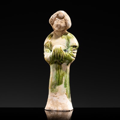 Lot 41 - A SANCAI GLAZED POTTERY FIGURE OF A FAT LADY, TANG DYNASTY