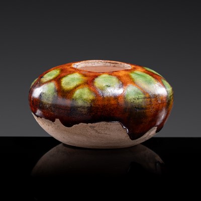 Lot 34 - A SANCAI GLAZED EARTHENWARE WATERPOT, TANG DYNASTY