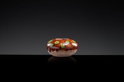 Lot 34 - A SANCAI GLAZED EARTHENWARE WATERPOT, TANG DYNASTY