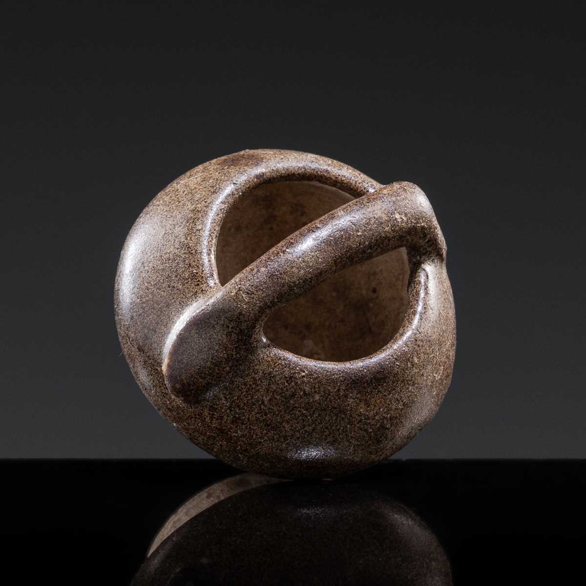 A MINIATURE BROWN-GLAZED POTTERY BASKET, TANG DYNASTY