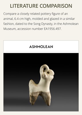 Lot 62 - A WHITE GLAZED XINGYAO POTTERY TOGGLE IN THE FORM OF A DEER, SONG DYNASTY