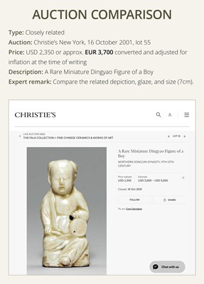 A RARE DINGYAO STONEWARE FIGURE OF A BOY DRUMMER, SONG DYNASTY