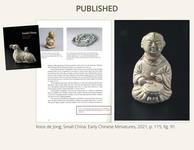 A RARE DINGYAO STONEWARE FIGURE OF A BOY DRUMMER, SONG DYNASTY