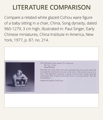 A WHITE GLAZED DINGYAO MINIATURE FIGURE OF A CRAWLING TODDLER (HEJI), NORTHERN SONG DYNASTY