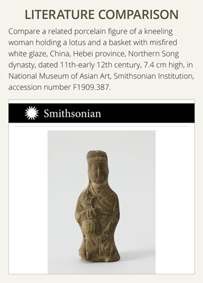 Lot 59 - A SMALL WHITE GLAZED DINGYAO FIGURE OF A SEATED GIRL HOLDING A DOLL, EARLY SONG TO EARLY LIAO DYNASTY