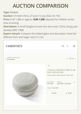 Lot 53 - A PORCELAIN ‘LOTUS’ BOX AND COVER, LIAO OR SONG DYNASTY