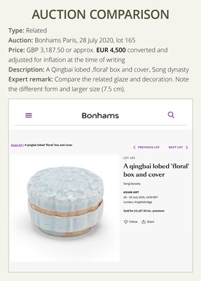 Lot 53 - A PORCELAIN ‘LOTUS’ BOX AND COVER, LIAO OR SONG DYNASTY