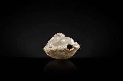 Lot 48 - A GLAZED POTTERY WHISTLE IN THE FORM OF A MONKEY’S HEAD, FIVE DYNASTIES PERIOD