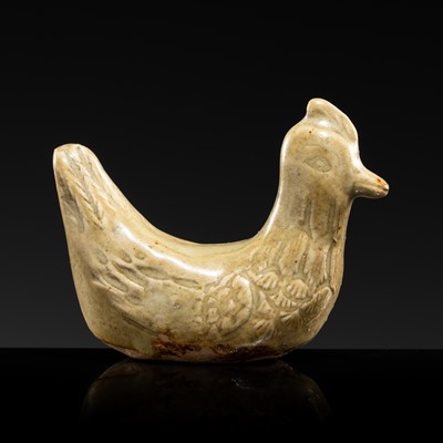 Lot 68 - A YAOZHOU STONEWARE CELADON FIGURE OF A CHICKEN, NORTHERN SONG DYNASTY