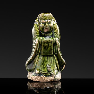 Lot 93 - A YAOZHOU STONEWARE FIGURE OF A HUNCHBACKED SCHOLAR, NORTHERN SONG DYNASTY