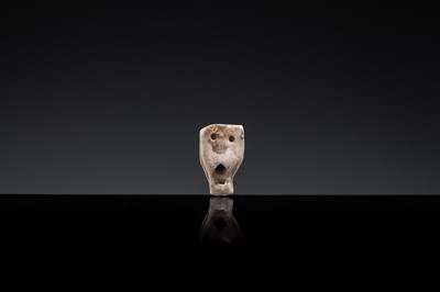 Lot 51 - A GLAZED POTTERY WHISTLE IN THE FORM OF THE HEAD OF A FOREIGNER, LATE TANG DYNASTY