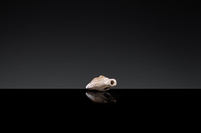 Lot 51 - A GLAZED POTTERY WHISTLE IN THE FORM OF THE HEAD OF A FOREIGNER, LATE TANG DYNASTY