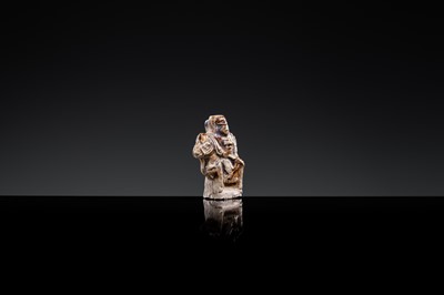 A GLAZED POTTERY WHISTLE IN THE FORM OF A MAN ON HORSEBACK, SONG TO YUAN DYNASTY