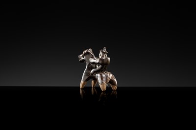 Lot 60 - A DARK BROWN GLAZED POTTERY EQUESTRIAN FIGURE, LIAO OR NORTHERN SONG DYNASTY