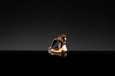 A DARK BROWN GLAZED STONEWARE FIGURE OF A WATER BIRD, SONG TO YUAN DYNASTY