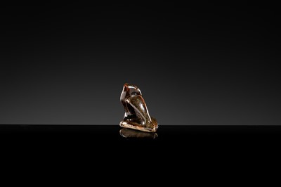 A DARK BROWN GLAZED STONEWARE FIGURE OF A WATER BIRD, SONG TO YUAN DYNASTY