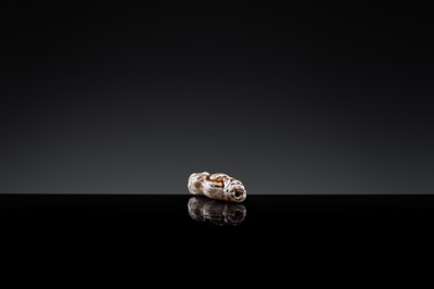 A 'DAOIST OFFICIAL' BROWN-GLAZED POTTERY WHISTLE, JIN DYNASTY