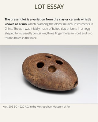 A BROWN-GLAZED POTTERY WHISTLE IN THE FORM OF A DEITY, JIN DYNASTY