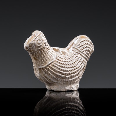 Lot 107 - A BROWN-GLAZED POTTERY WHISTLE IN THE FORM OF A ROOSTER, JIN DYNASTY