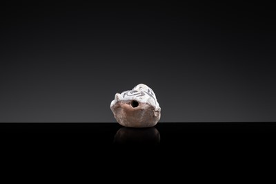 A CIZHOU SLIP PAINTED ‘TIGER MASK’ WHISTLE, JIN-YUAN DYNASTY